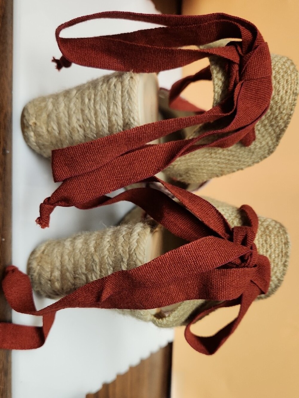 Coach Red Logo Espadrille Platform Sandals - Picture 3 of 5